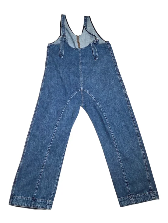 Free People High Roller Jumpsuit Sapphire Blue Slouchy Relaxed Cotton Large NWT - Picture 13 of 13